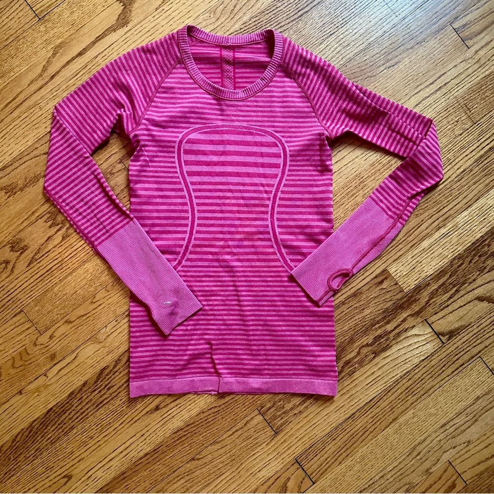 Lululemon Athletica Pink Striped Long Sleeve Shirt